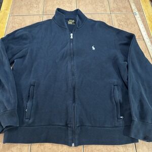 Polo Ralph Lauren Performance Full Zip Black Sweater Sz XL White Pony